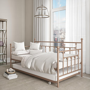 DHP Manila Metal Daybed with Trundle - Millennial Pink - Twin