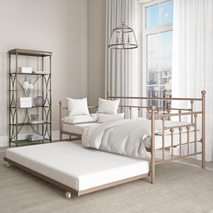 DHP Manila Metal Daybed with Trundle - Millennial Pink - Twin