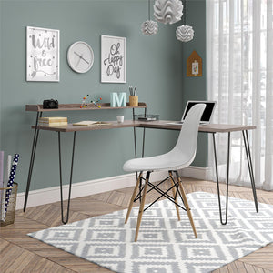 Ameriwood Home Haven L Desk with Riser - Distressed Gray Oak