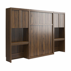 Signature Sleep Paramount Murphy Bed with Desk Cabinets - Columbia Walnut - Full