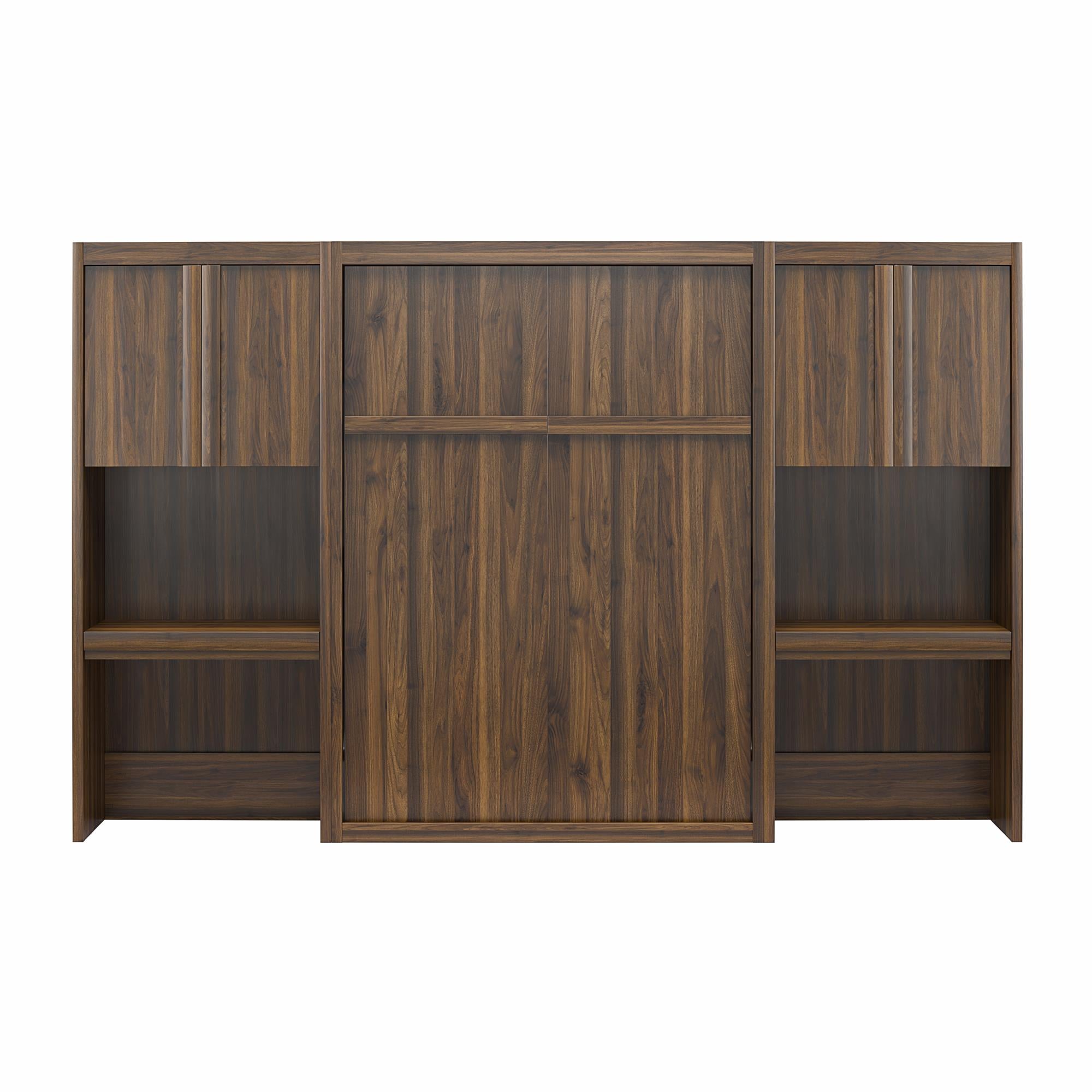 Signature Sleep Paramount Murphy Bed with Desk Cabinets - Columbia Walnut - Full