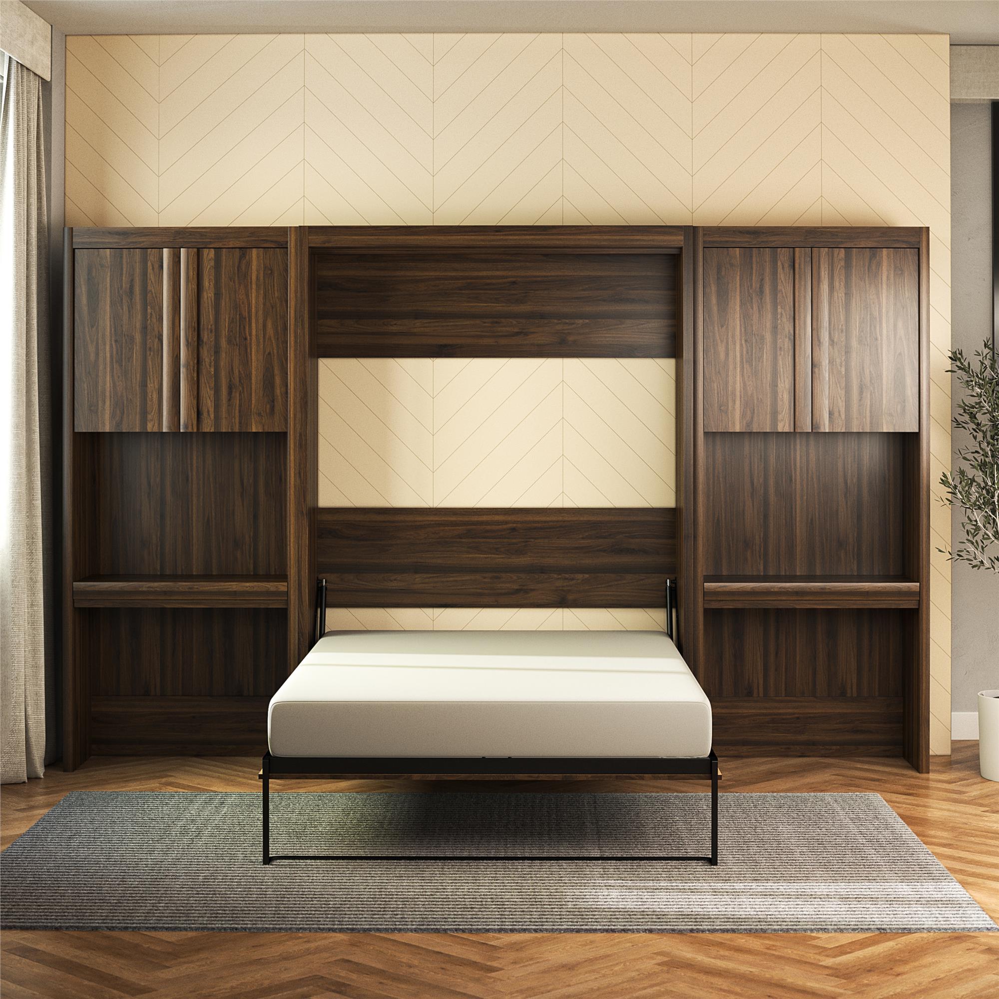 Signature Sleep Paramount Murphy Bed with Desk Cabinets - Columbia Walnut - Full