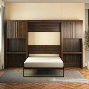Signature Sleep Paramount Murphy Bed with Desk Cabinets - Columbia Walnut - Full