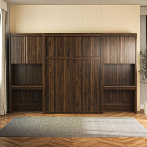 Signature Sleep Paramount Murphy Bed with Desk Cabinets - Columbia Walnut - Full