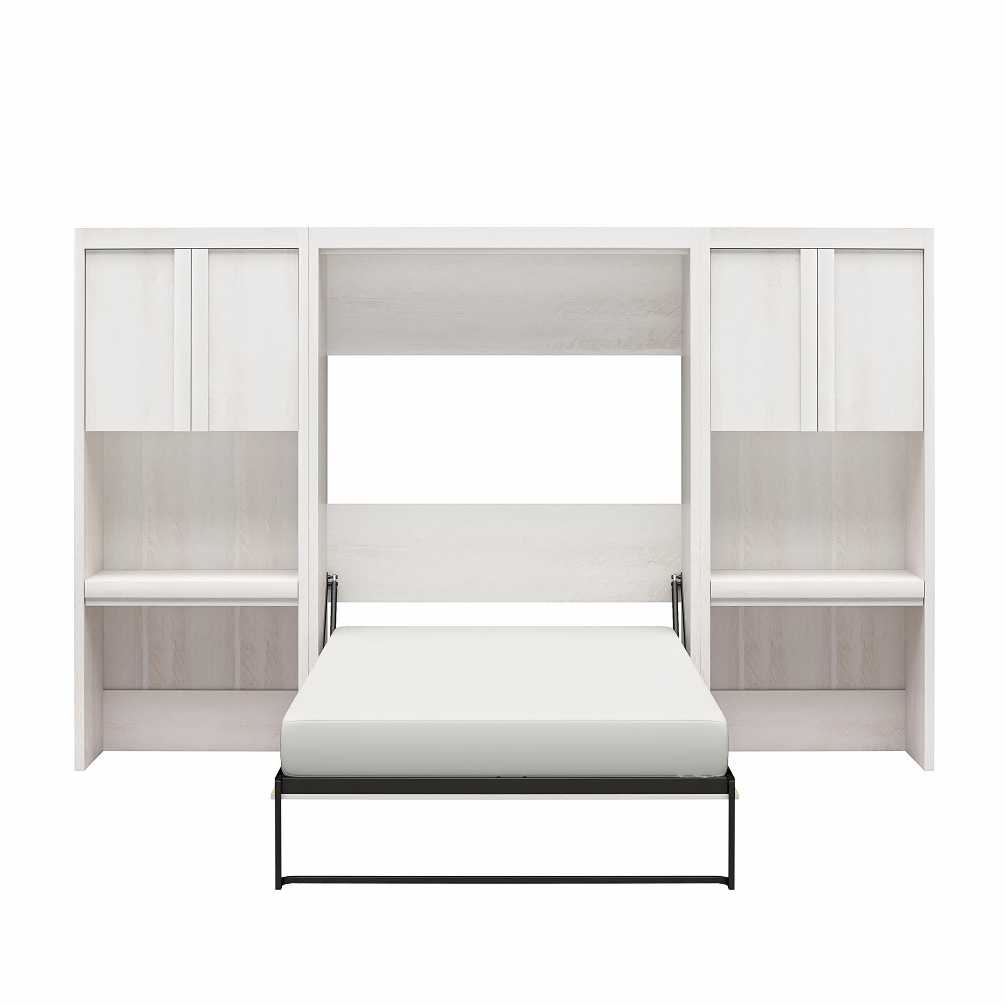 Signature Sleep Paramount Murphy Bed with Desk Cabinets - Ivory Oak - Full