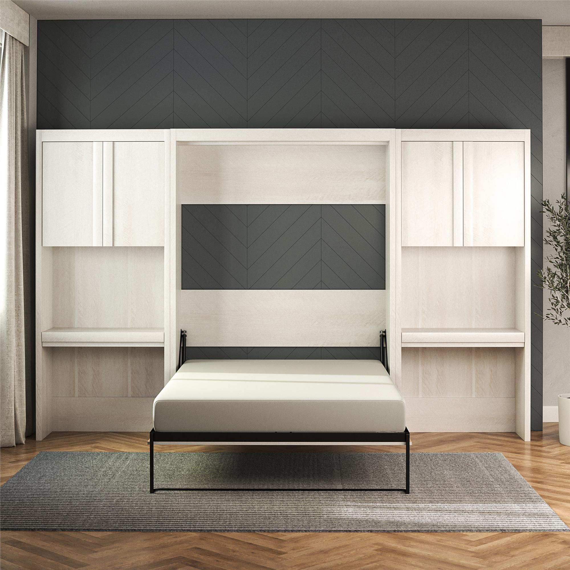 Signature Sleep Paramount Murphy Bed with Desk Cabinets - Ivory Oak - Full