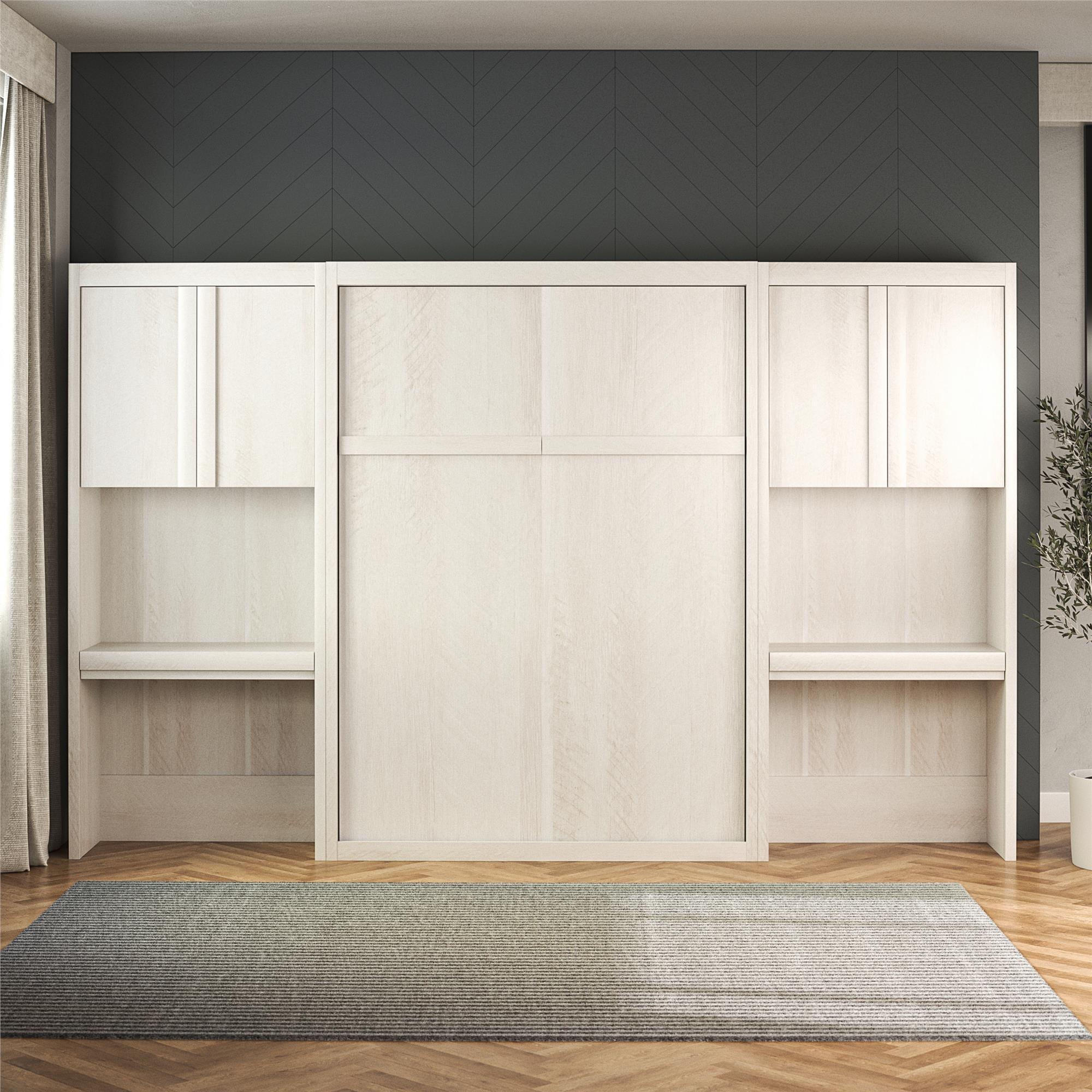Signature Sleep Paramount Murphy Bed with Desk Cabinets - Ivory Oak - Full