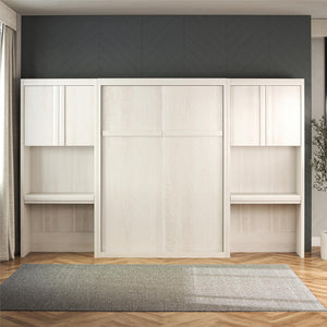 Signature Sleep Paramount Murphy Bed with Desk Cabinets - Ivory Oak - Full
