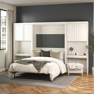 Signature Sleep Paramount Murphy Bed with Desk Cabinets - Ivory Oak - Full