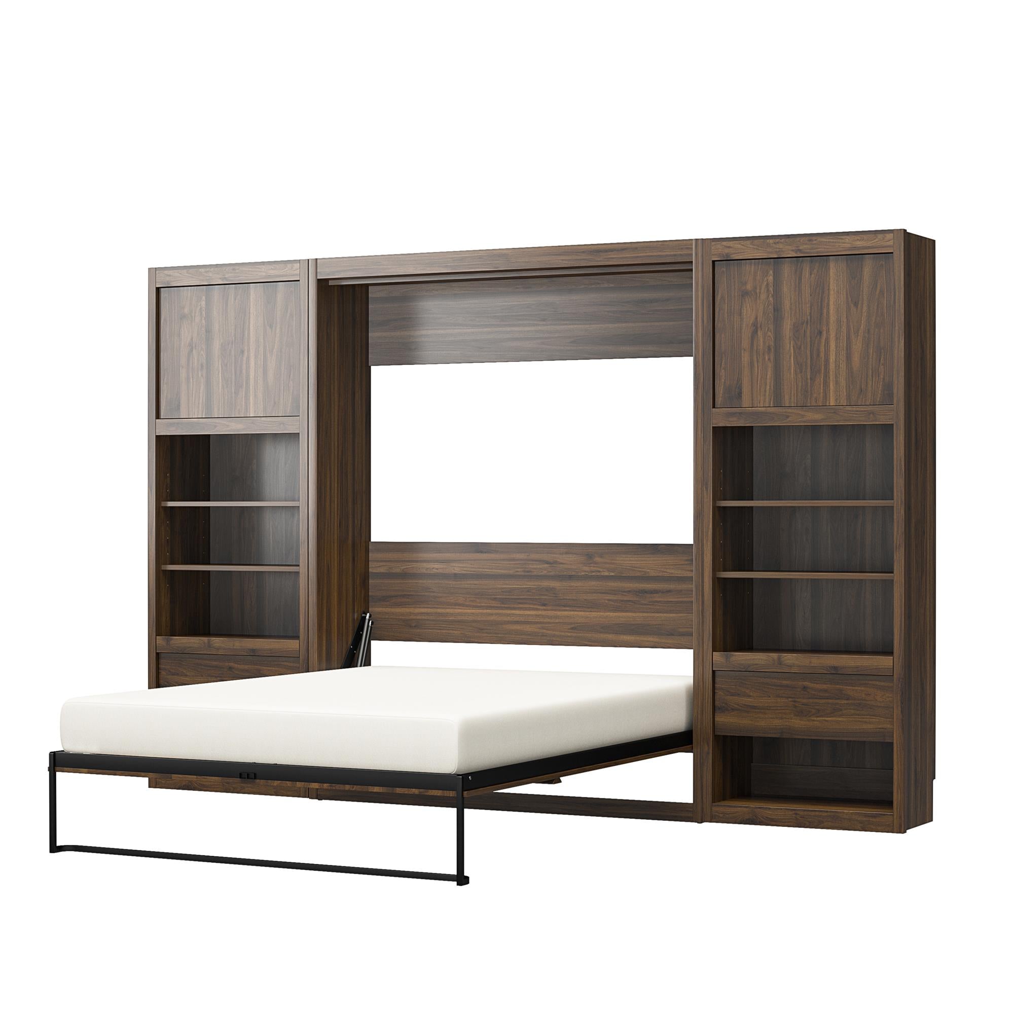 Signature Sleep Paramount Murphy Bed with Nightstand Cabinets - Columbia Walnut - Full