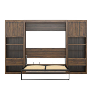 Signature Sleep Paramount Murphy Bed with Nightstand Cabinets - Columbia Walnut - Full