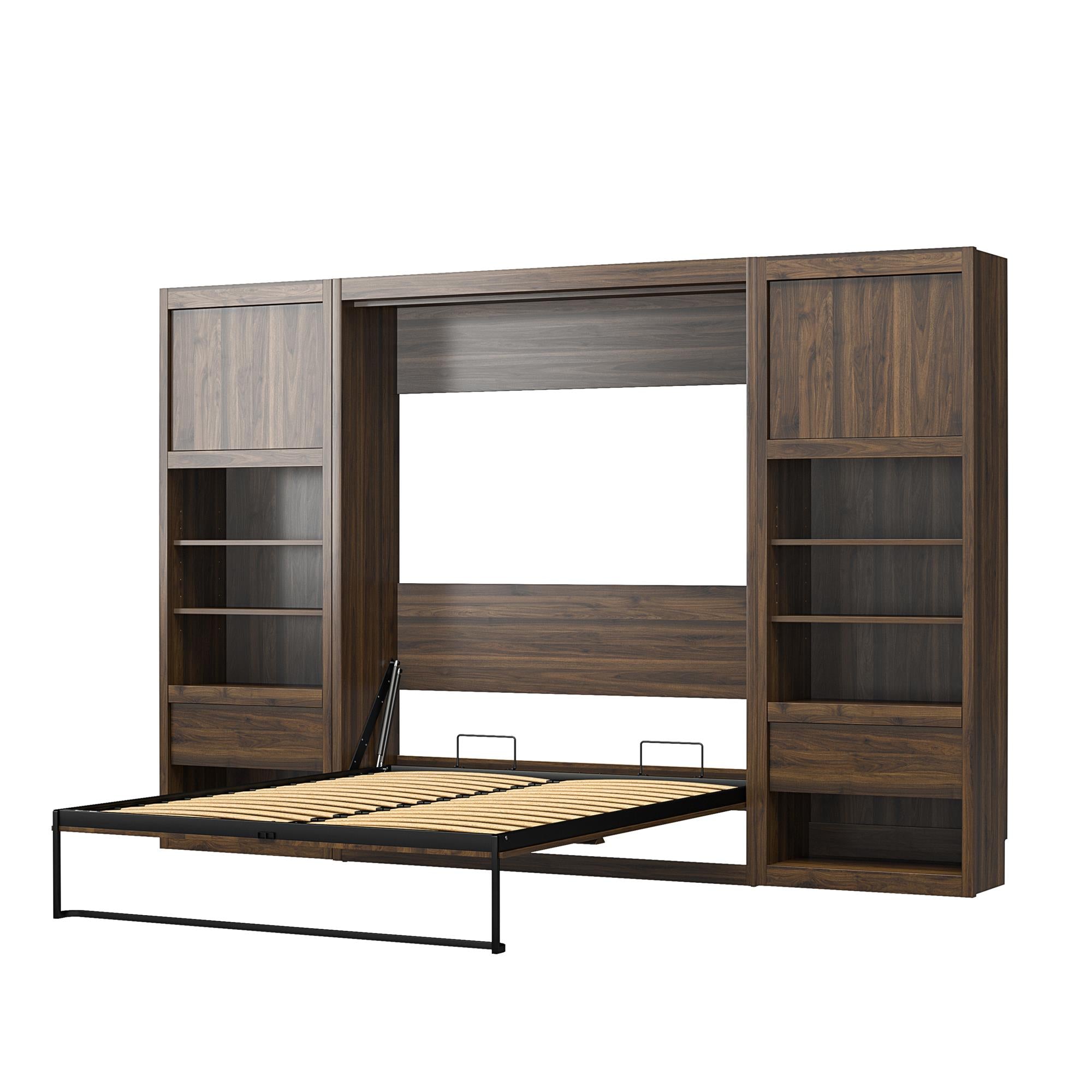 Signature Sleep Paramount Murphy Bed with Nightstand Cabinets - Columbia Walnut - Full