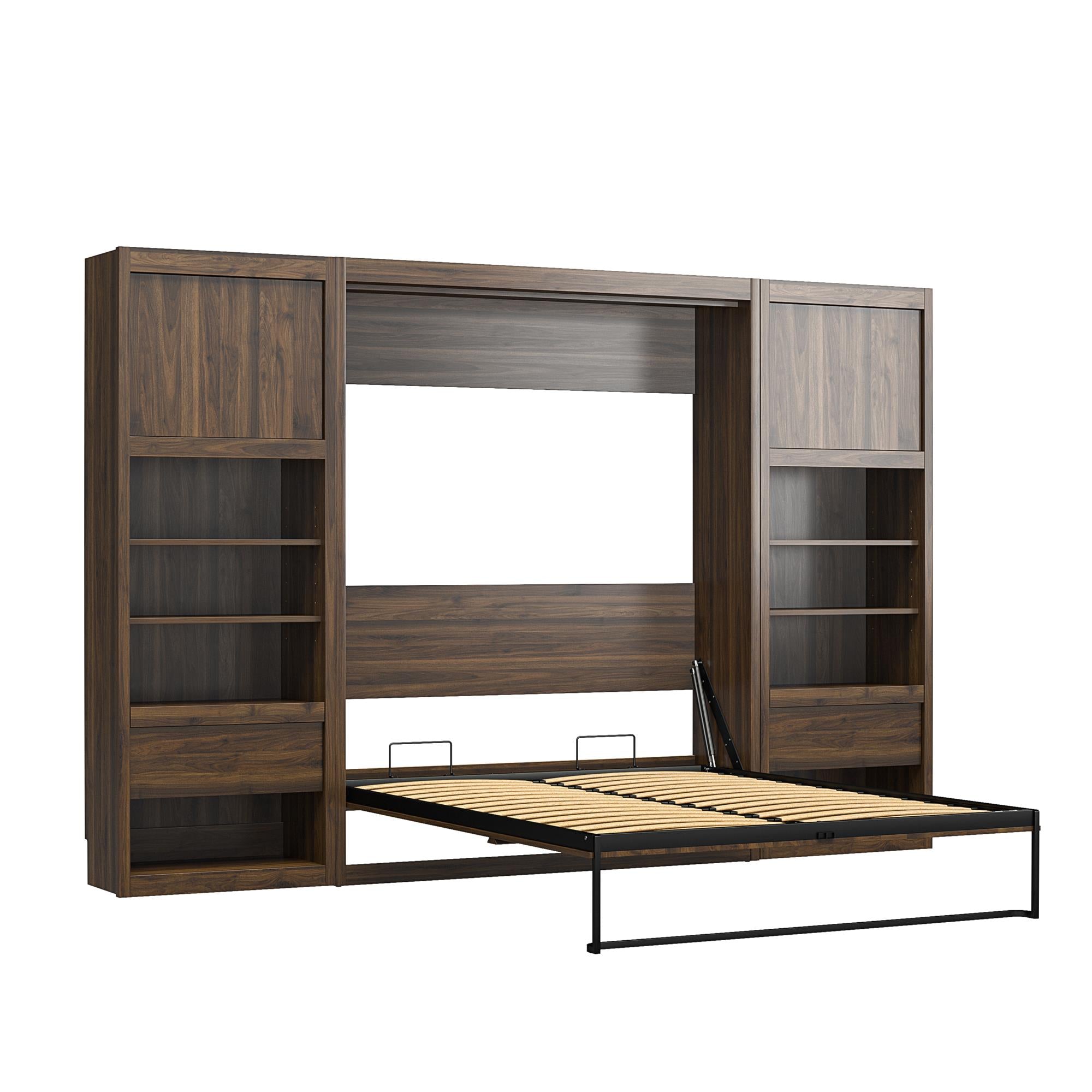 Signature Sleep Paramount Murphy Bed with Nightstand Cabinets - Columbia Walnut - Full