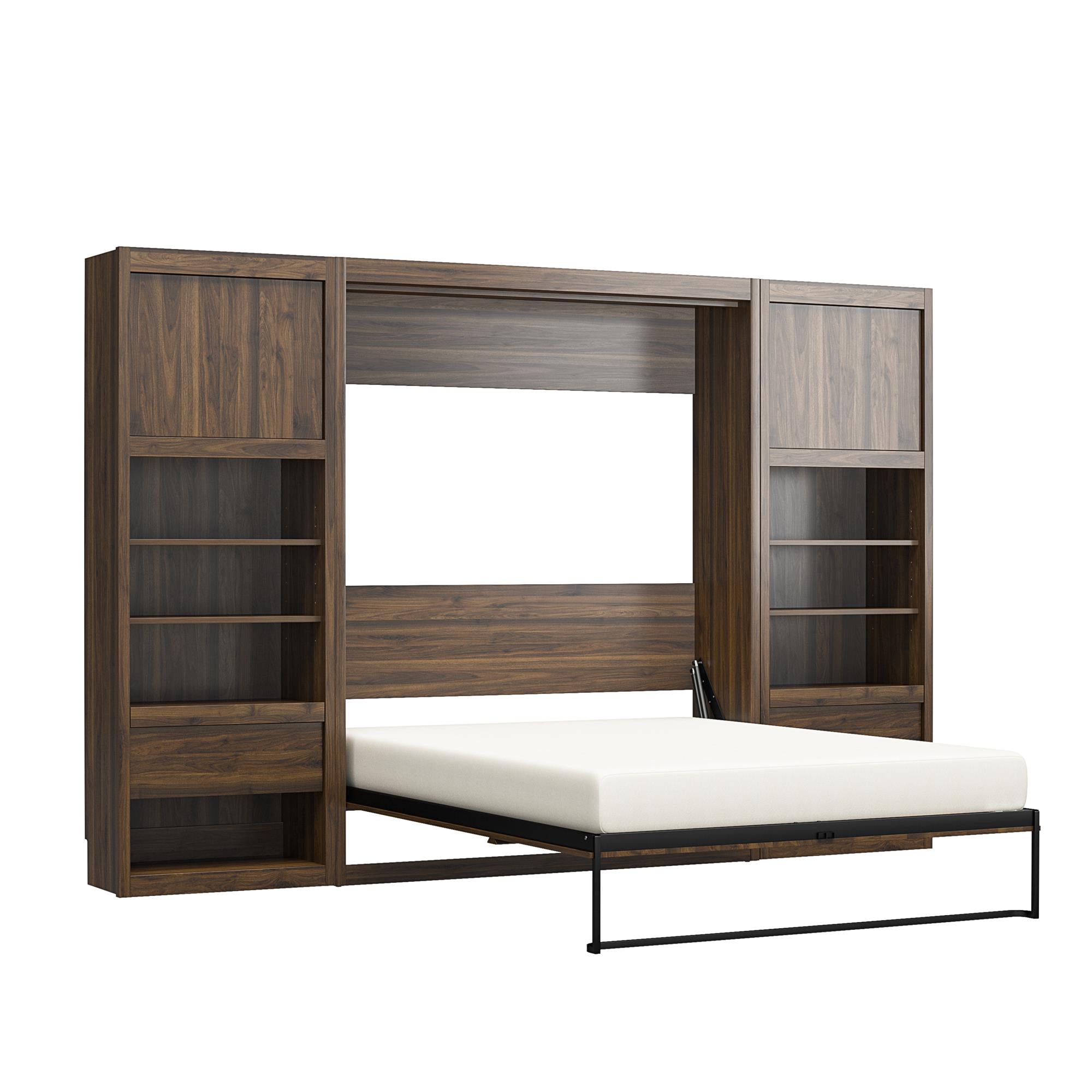 Signature Sleep Paramount Murphy Bed with Nightstand Cabinets - Columbia Walnut - Full