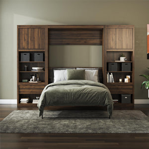 Signature Sleep Paramount Murphy Bed with Nightstand Cabinets - Columbia Walnut - Full