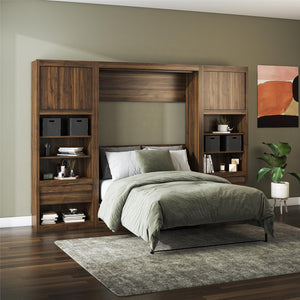Signature Sleep Paramount Murphy Bed with Nightstand Cabinets - Columbia Walnut - Full