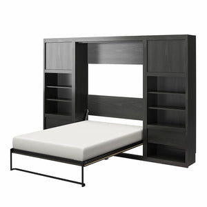 Signature Sleep Paramount Murphy Bed with Nightstand Cabinets - Black Oak - Full
