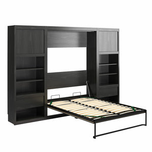 Signature Sleep Paramount Murphy Bed with Nightstand Cabinets - Black Oak - Full