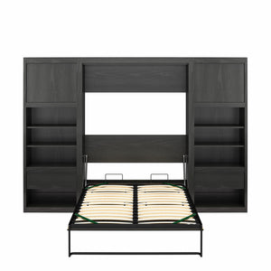 Signature Sleep Paramount Murphy Bed with Nightstand Cabinets - Black Oak - Full