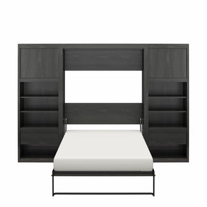 Signature Sleep Paramount Murphy Bed with Nightstand Cabinets - Black Oak - Full