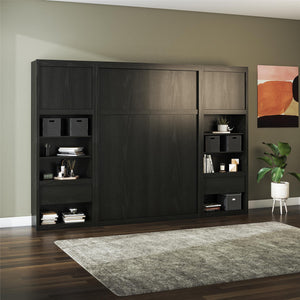 Signature Sleep Paramount Murphy Bed with Nightstand Cabinets - Black Oak - Full