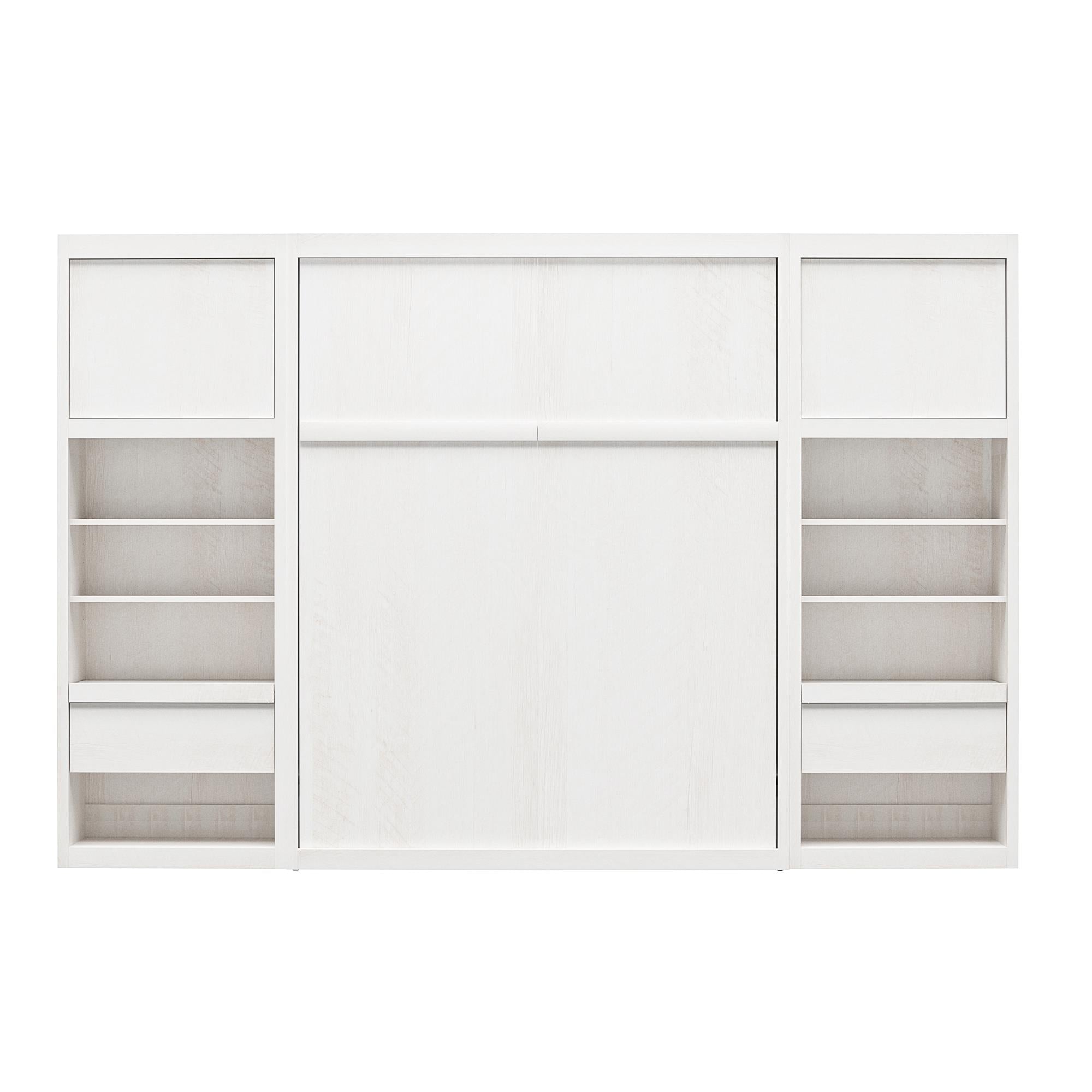 Signature Sleep Paramount Murphy Bed with Nightstand Cabinets - Ivory Oak - Full
