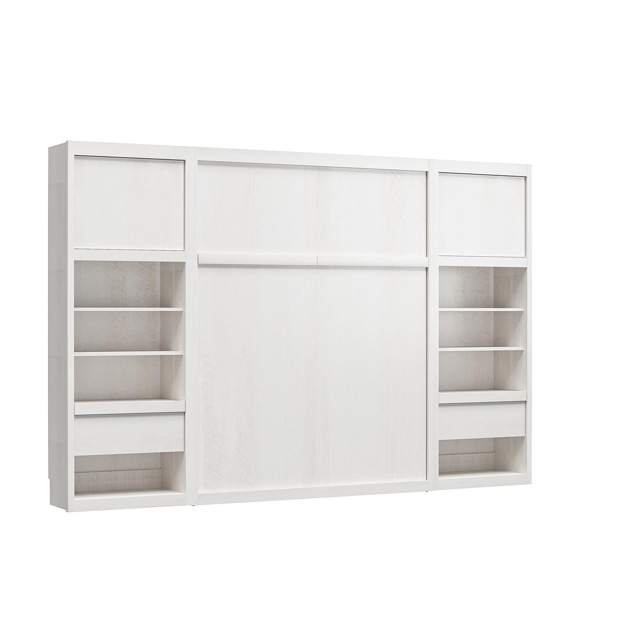 Signature Sleep Paramount Murphy Bed with Nightstand Cabinets - Ivory Oak - Full