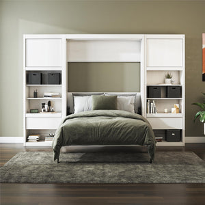 Signature Sleep Paramount Murphy Bed with Nightstand Cabinets - Ivory Oak - Full
