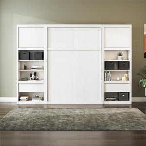 Signature Sleep Paramount Murphy Bed with Nightstand Cabinets - Ivory Oak - Full
