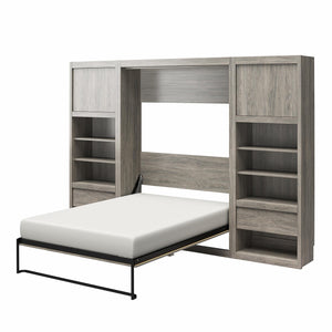 Signature Sleep Paramount Murphy Bed with Nightstand Cabinets - Gray Oak - Full
