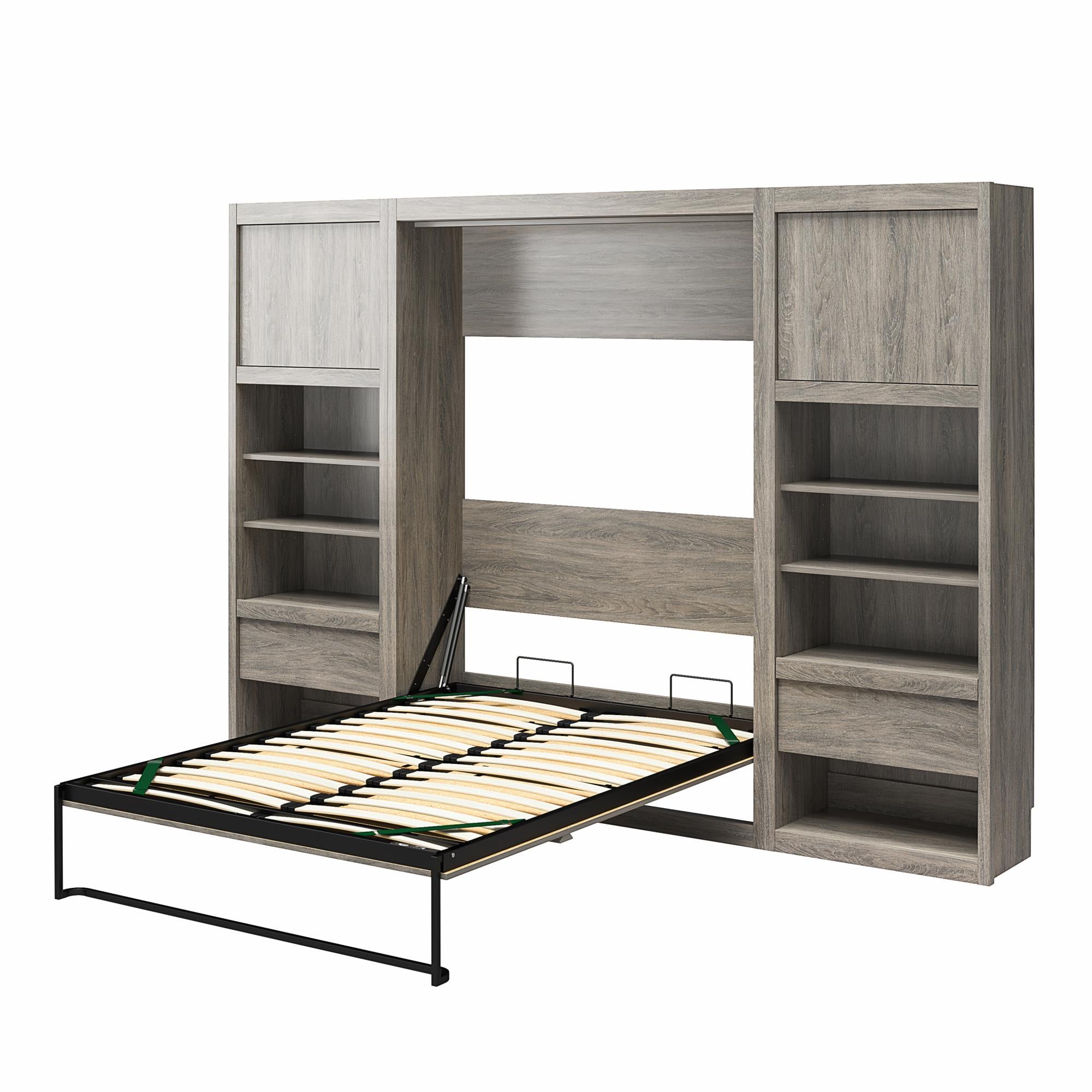 Signature Sleep Paramount Murphy Bed with Nightstand Cabinets - Gray Oak - Full