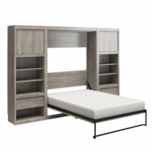 Signature Sleep Paramount Murphy Bed with Nightstand Cabinets - Gray Oak - Full