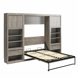 Signature Sleep Paramount Murphy Bed with Nightstand Cabinets - Gray Oak - Full