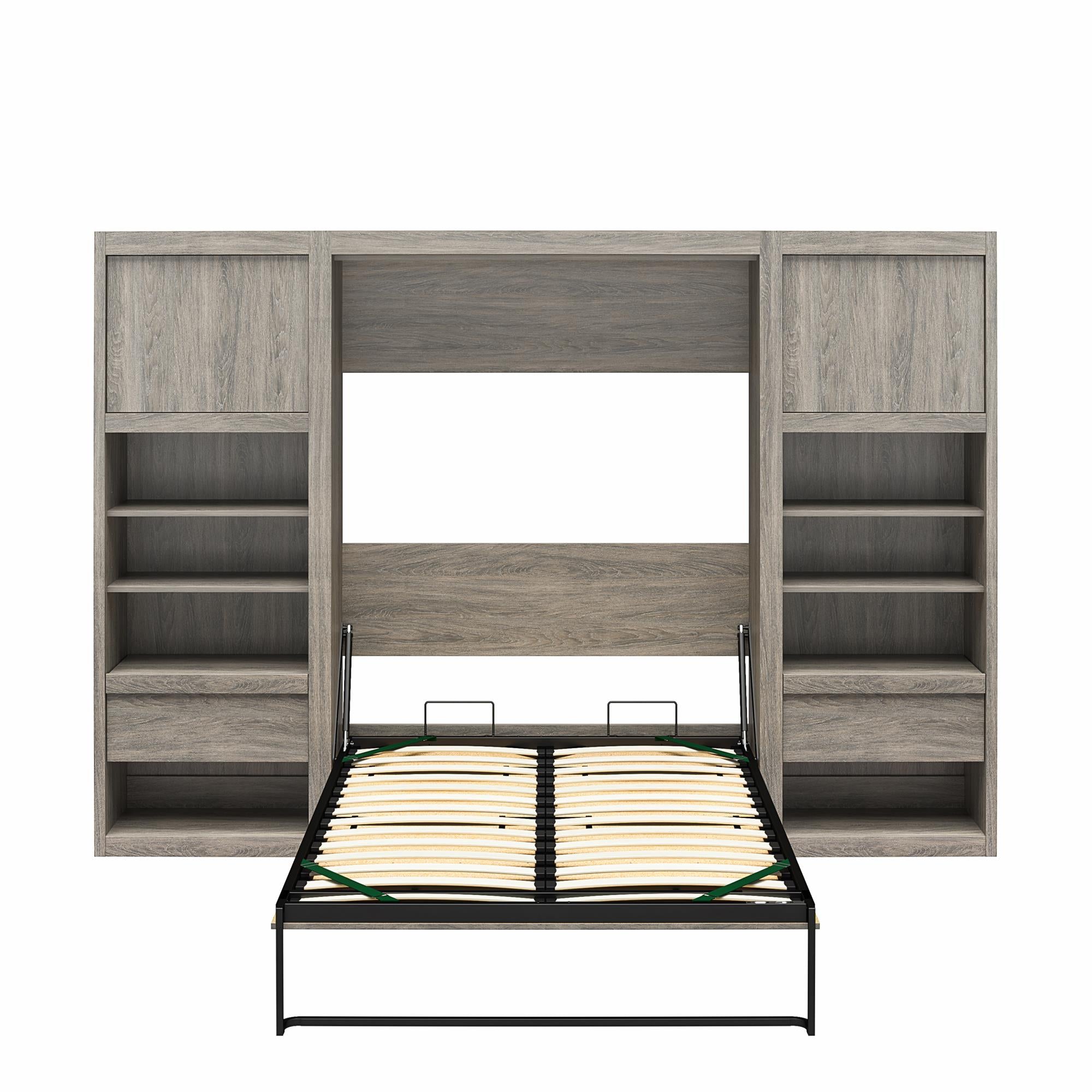 Signature Sleep Paramount Murphy Bed with Nightstand Cabinets - Gray Oak - Full