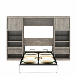 Signature Sleep Paramount Murphy Bed with Nightstand Cabinets - Gray Oak - Full