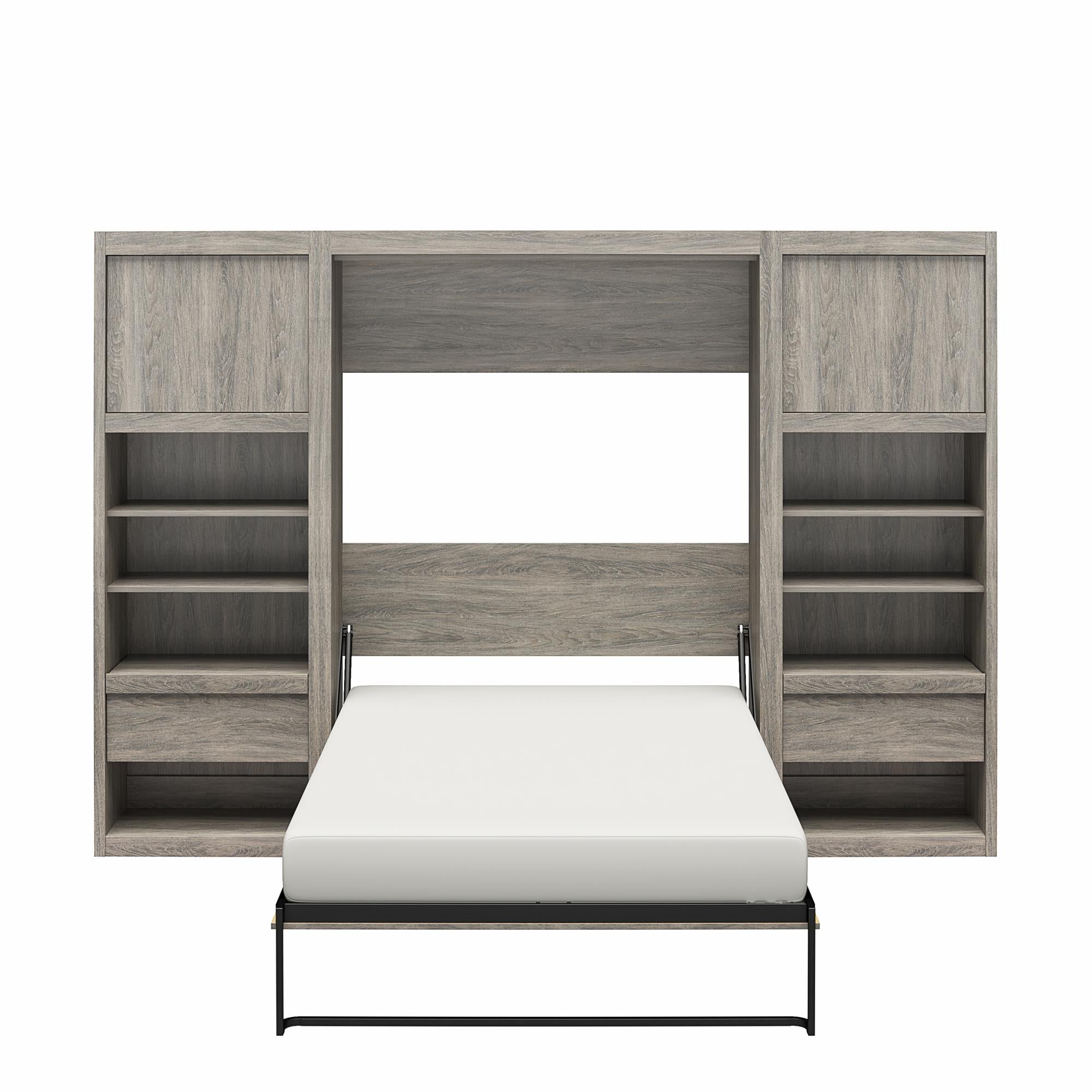 Signature Sleep Paramount Murphy Bed with Nightstand Cabinets - Gray Oak - Full