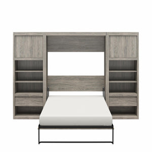 Signature Sleep Paramount Murphy Bed with Nightstand Cabinets - Gray Oak - Full