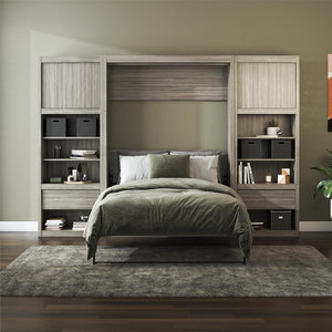 Signature Sleep Paramount Murphy Bed with Nightstand Cabinets - Gray Oak - Full