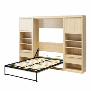 Signature Sleep Paramount Murphy Bed with Nightstand Cabinets - Monterey Oak - Full
