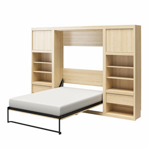 Signature Sleep Paramount Murphy Bed with Nightstand Cabinets - Monterey Oak - Full