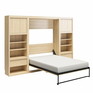 Signature Sleep Paramount Murphy Bed with Nightstand Cabinets - Monterey Oak - Full