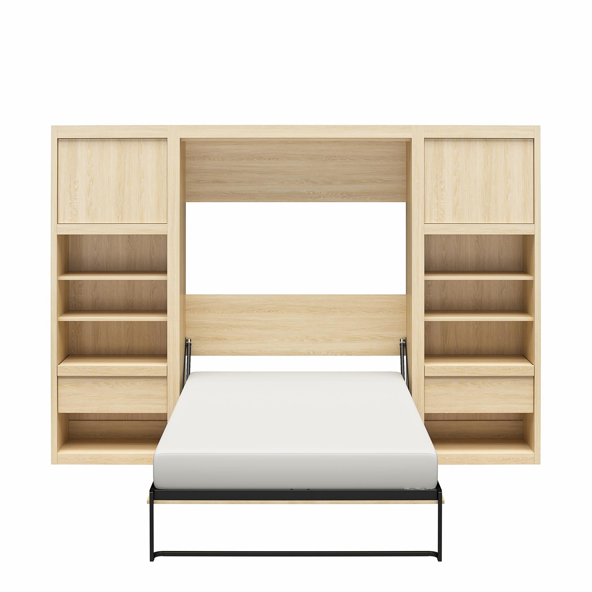 Signature Sleep Paramount Murphy Bed with Nightstand Cabinets - Monterey Oak - Full