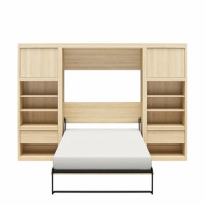 Signature Sleep Paramount Murphy Bed with Nightstand Cabinets - Monterey Oak - Full
