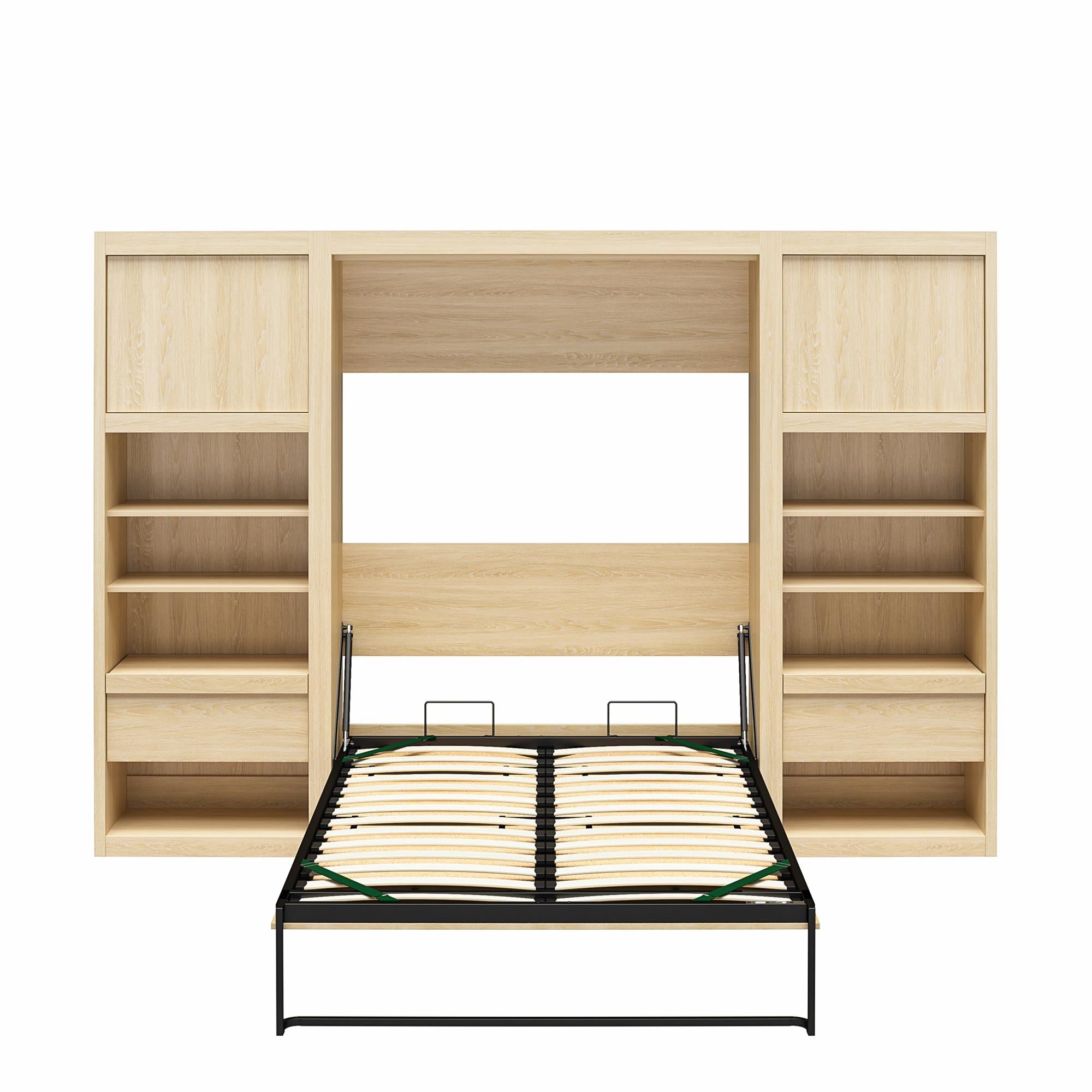 Signature Sleep Paramount Murphy Bed with Nightstand Cabinets - Monterey Oak - Full