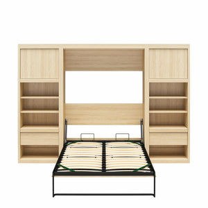 Signature Sleep Paramount Murphy Bed with Nightstand Cabinets - Monterey Oak - Full