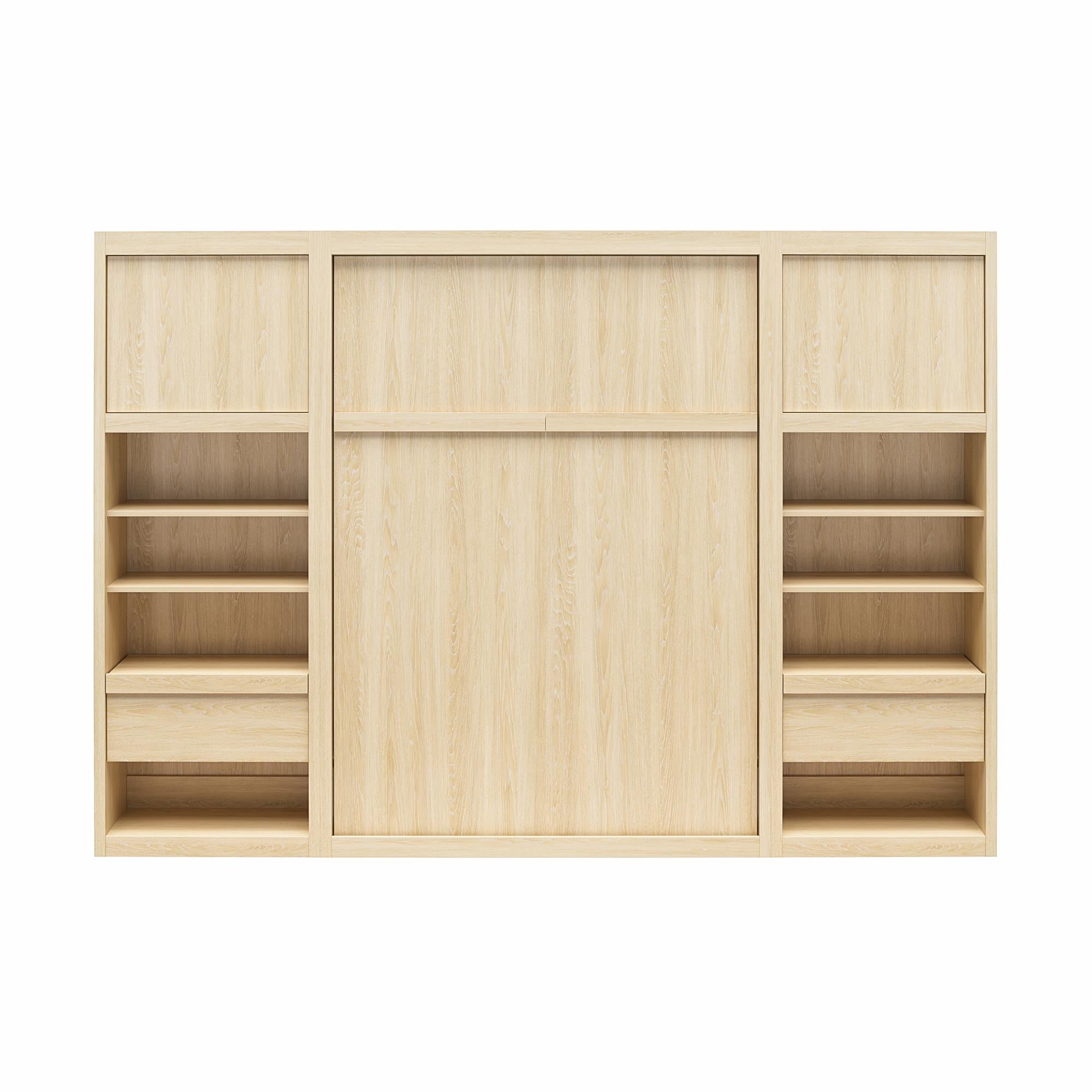 Signature Sleep Paramount Murphy Bed with Nightstand Cabinets - Monterey Oak - Full