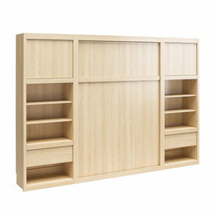 Signature Sleep Paramount Murphy Bed with Nightstand Cabinets - Monterey Oak - Full