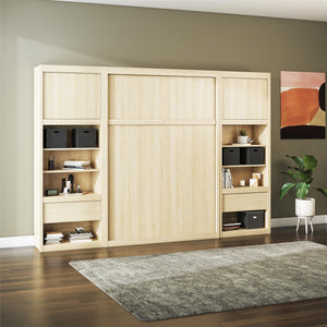 Signature Sleep Paramount Murphy Bed with Nightstand Cabinets - Monterey Oak - Full