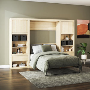 Signature Sleep Paramount Murphy Bed with Nightstand Cabinets - Monterey Oak - Full