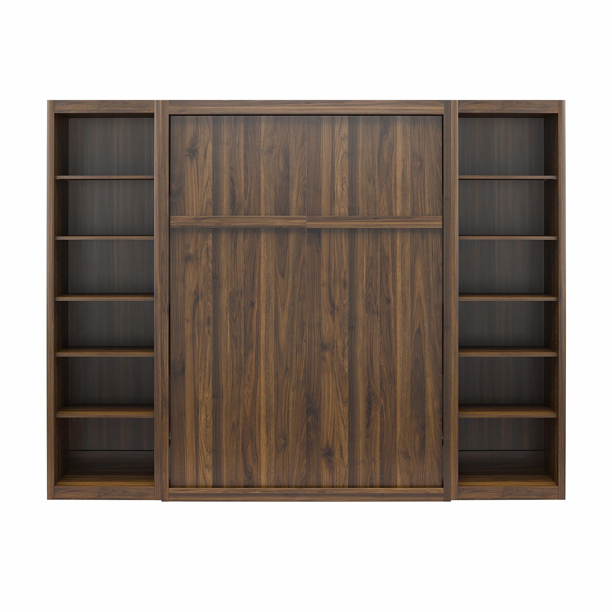 Signature Sleep Paramount Murphy Bed with Bookcase Cabinets - Columbia Walnut - Full